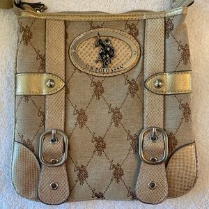 U.S. Polo Assn. Tan and Gold Logo Bag